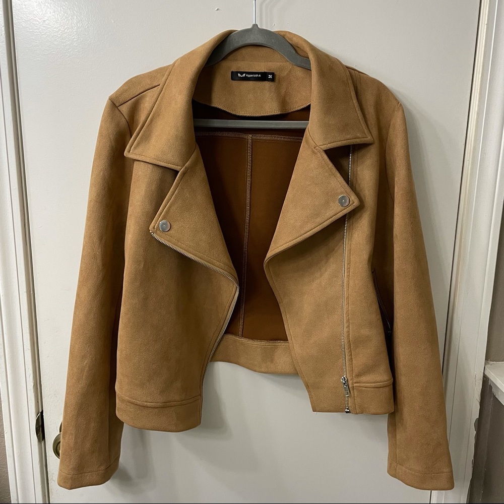 Faux Suede Moto Jacket